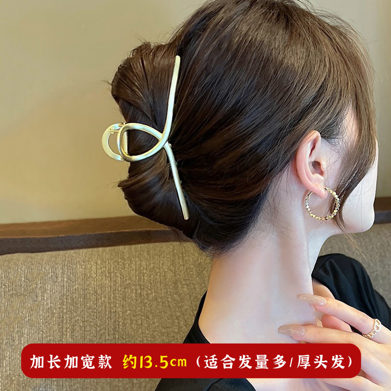 高級シャーククリップメタル特大スクエアクロスヘアクリップ、女性の後頭部用のヘアクリップ|undefined