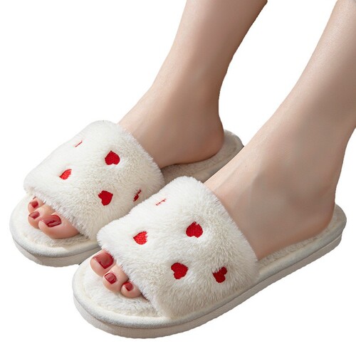 Autumn/Winter Cotton Slippers, Summer Linen Cotton Slippers for Women, Home/Indoor Non-Slip Couple Slippers, Ladies' Small Heart Slippers
