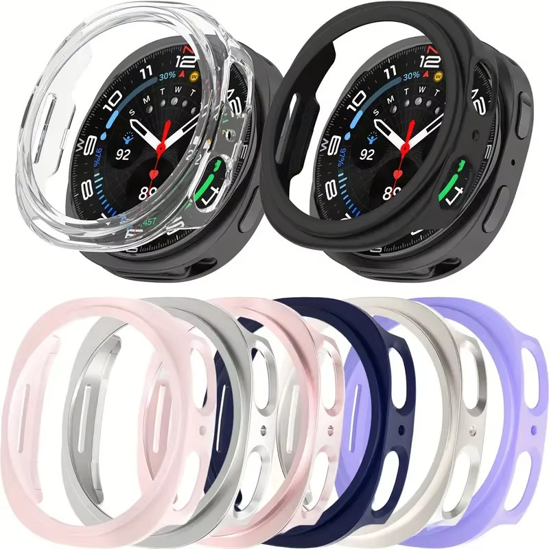 The New Bumper Shell Is Suitable for Samsung Watch8 Watch Pc Hard Shell Protective Cover Hollow Half-Pack Shell Accessories