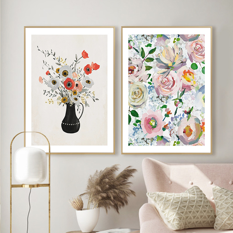 Nordic Minimalist mural art watercolor vase bedroom painting porch living room oil canvas decorative painting core wholesale