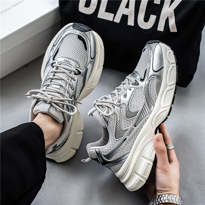 Men's Shoes 2024 Summer Men's Casual sneaker Mesh Breathable Thick Sole Elevated Running Shoes Teenager Trendy Shoes for Men