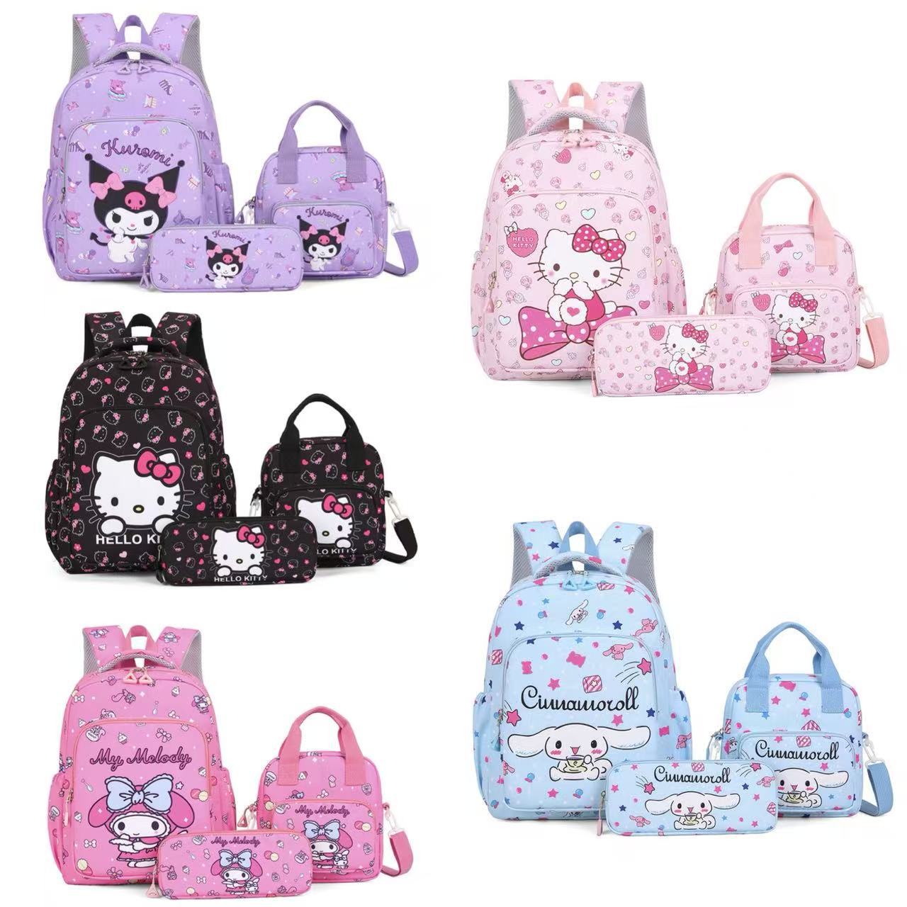 Three-Piece Set of Kidsren's Backpacks, Girls' Student Schoolbags, Kt Cat Backpacks, Cartoon Backpacks, High-Looking and Cute Backpacks