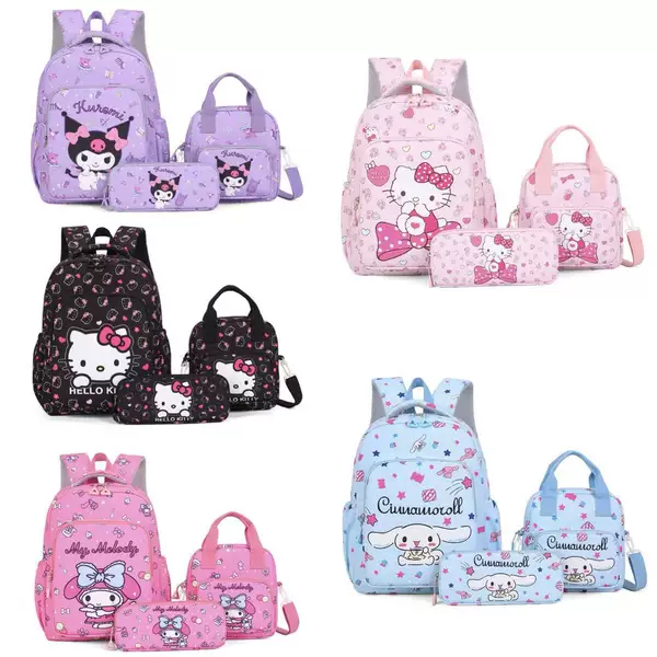 Three-Piece Set of Kidsren's Backpacks, Girls' Student Schoolbags, Kt Cat Backpacks, Cartoon Backpacks, High-Looking and Cute Backpacks
