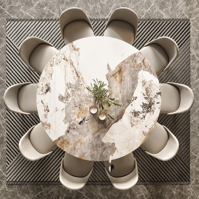Luz de estilo italiano de lujo Pandora Rock placa mesa de comedor cuadrado retráctil redondo plegable moderno simple pequeño apartamento mesa de comedor y silla