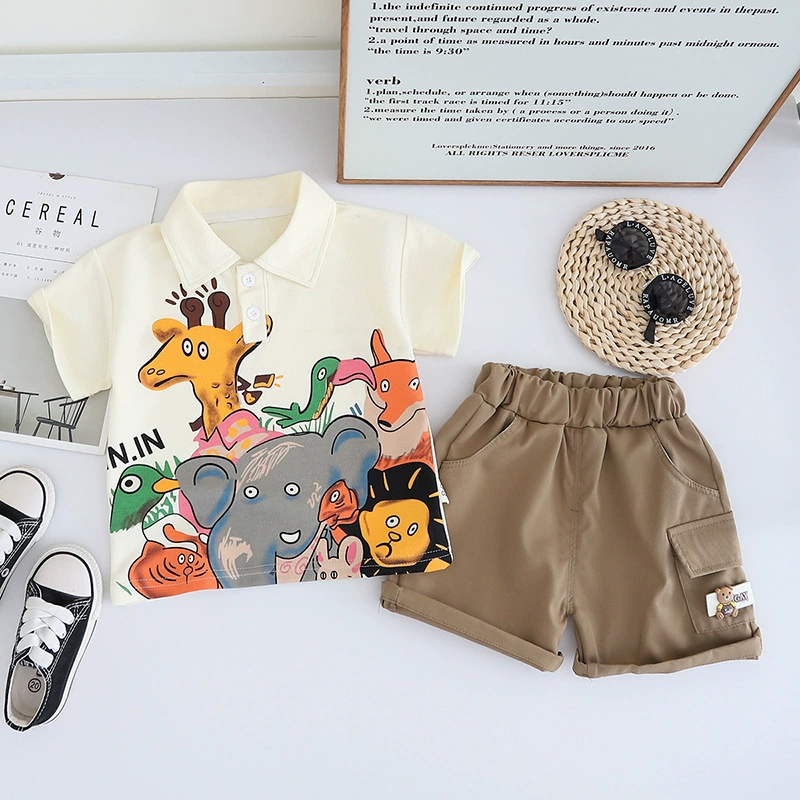 Summer clothing, set, cartoon children's polo, with short sleeve