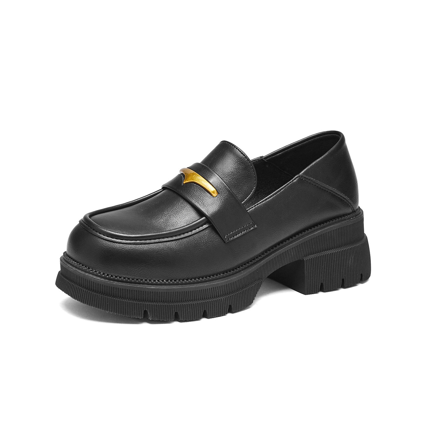 Augu Lion negro clásico zapatos Lefour para mujeres 2025 otoño nuevo tacones gruesos estilo británico zapatos de viaje único