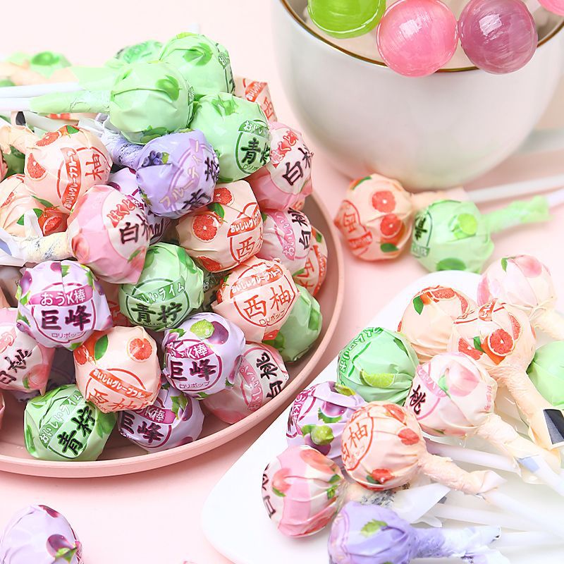 Supermarket-style fruit-flavored lollipop with multiple flavors, retro small snack New Year candy, wedding happy candy, bulk.