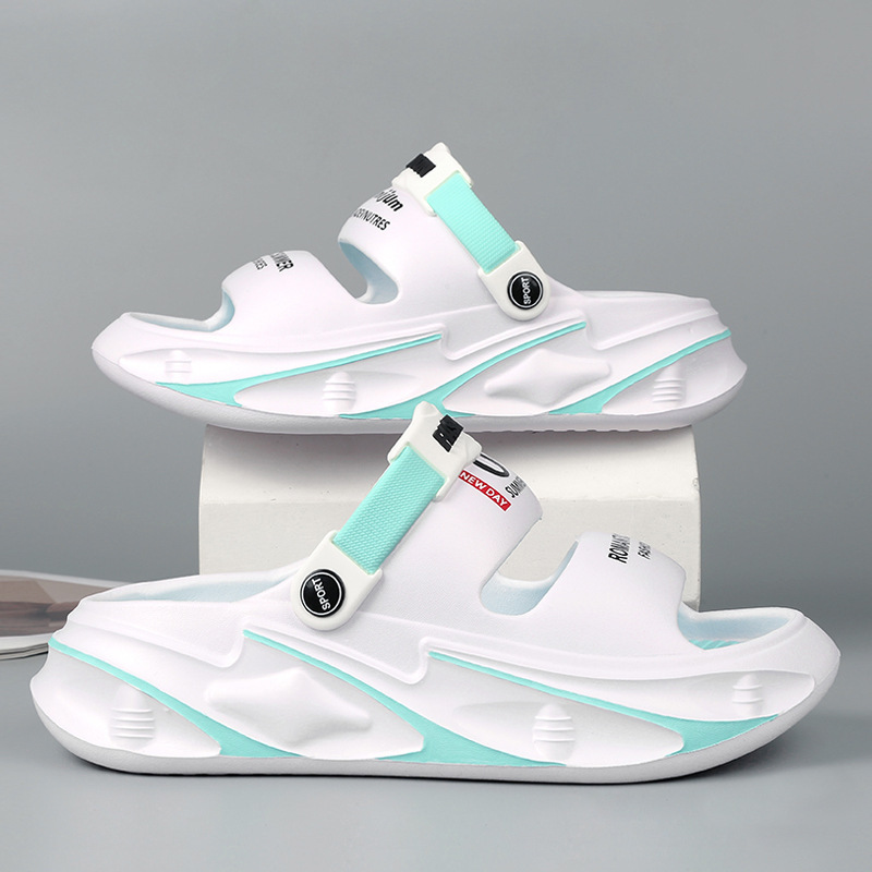 Sandalias para hombre 2024 verano nueva moda transpirable aumento antideslizante pareja todo fósforo al aire libre punta abierta tendencia zapatillas