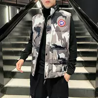 Trend vest with down sleevless, camouflage down jacket for leisure, Korean style, plus size
