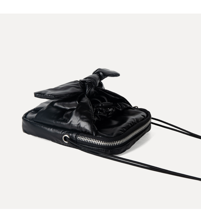 Bolso bandolera pequeño cuadrado de un solo hombro con lazo y diseño de nicho coreano nuevo 2024 para mujer con boca con cordón_voghion.com