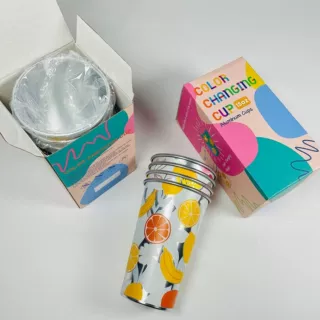定制直身卷口边单层可重复使用铝杯 酷炫遇冷显色啤酒杯高颜值