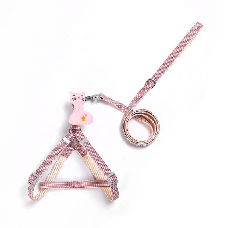 Perro cuerda de dibujos animados mascota cuerda de tracción pata de gallo gatito bordado gato pecho Correa perro cadena perro caminar cuerda en stock