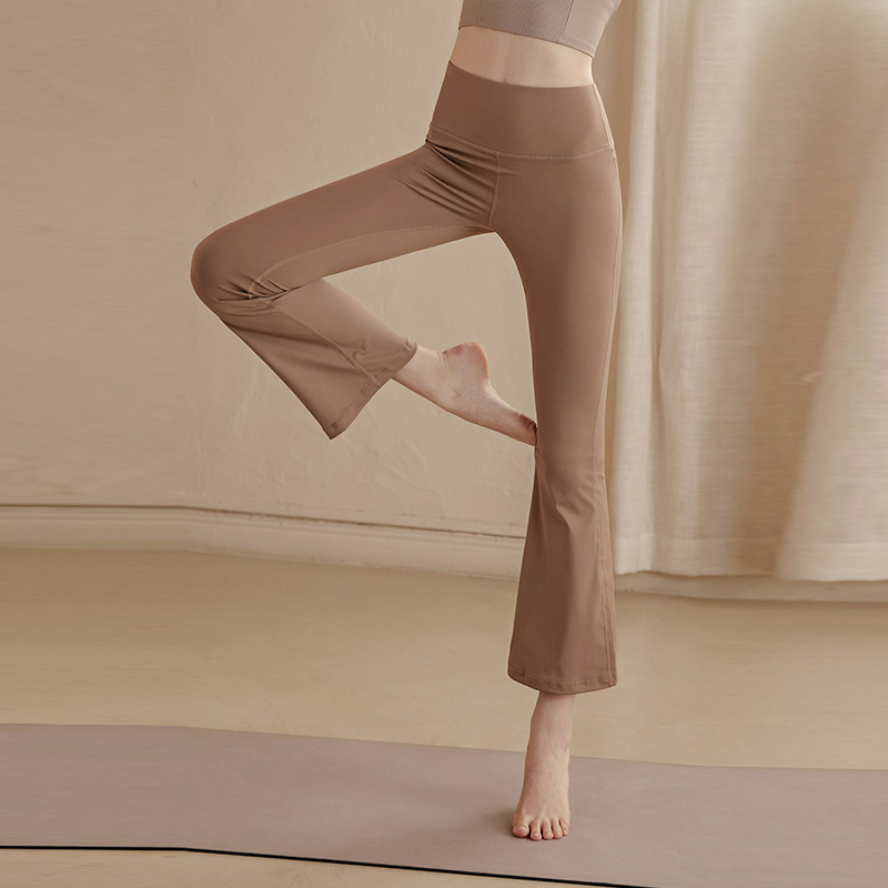 High Waist Hip Lifting Yoga Pants Women's Naked Flare Pants Seamless Stretch Pants Professional Pilates Sports Fitness Wide Leg Pants
