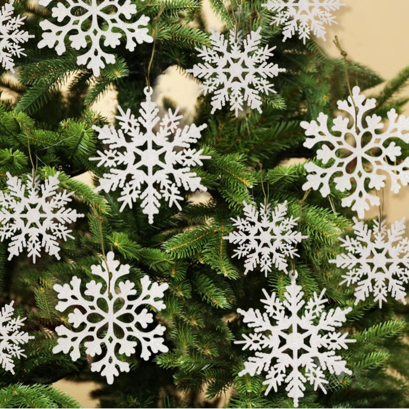 青レモンクリスマス装飾品白い雪花アクセサリープラスチックフラッシュ雪花アクセサリークリスマスツリー装飾品|undefined