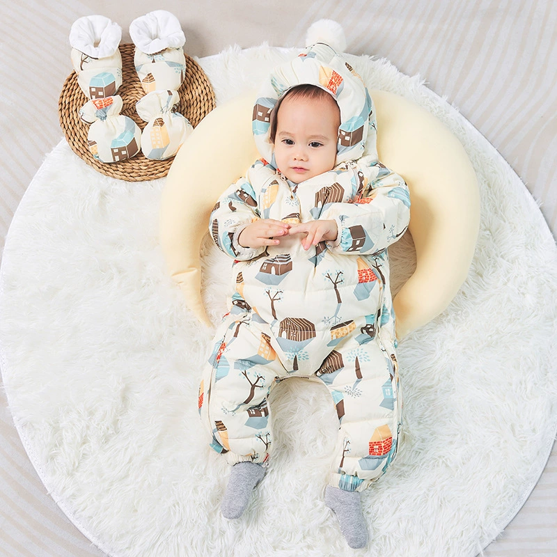 Children's velvet down jacket for early age for new born to go out, duck down, increased thickness