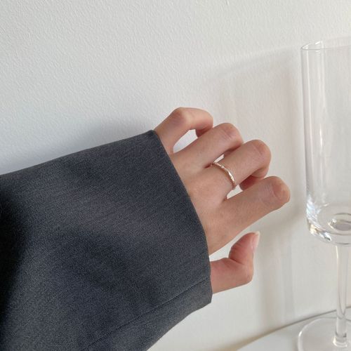 Korean-style niche design minimalist lightweight texture pattern ring for women, texture quality S925 pure silver ring J098X