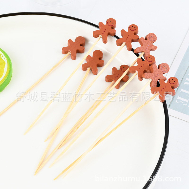 Fabricante al por mayor una vez creativo stick de fruta cactus stick de bambú fijo horquilla sándwich stick creativo