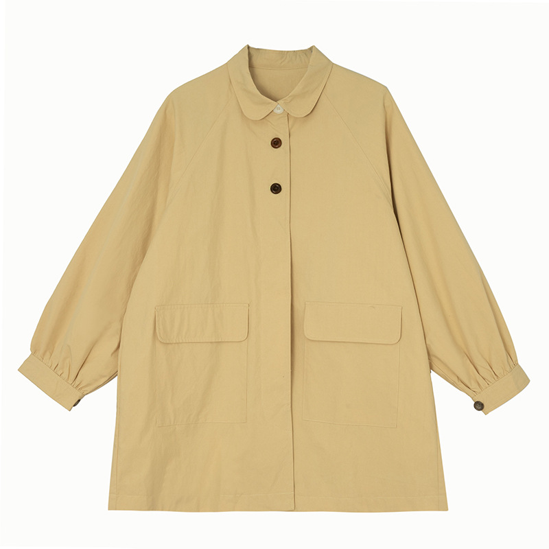 皇峥 ラグランスリーブ 小柄女性向けウインドブレーカージャケット 2025春秋新作 日本風 ゆったりカジュアルトップス ミドル丈