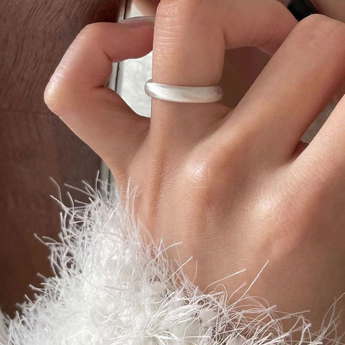 Saiina 925 sterling silver brushed frosted ring for women simple open ring ring versatile basic glossy surface