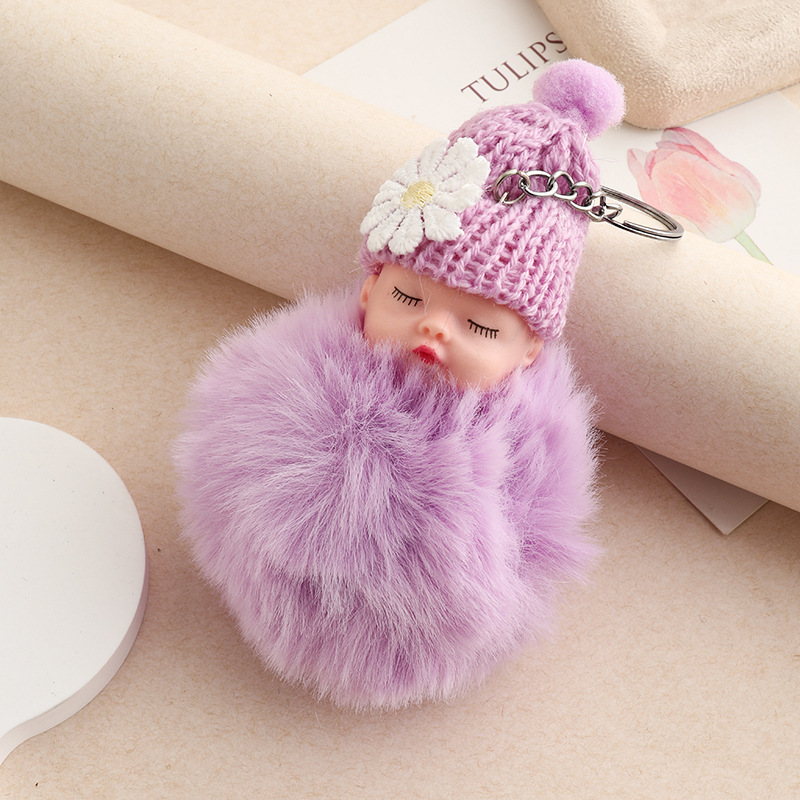 Amor dorado muñeca de sueño imitación de conejo bola de pelo colgante lindas bolsas escolares colgantes para niñas joyas de peluche llaveros
