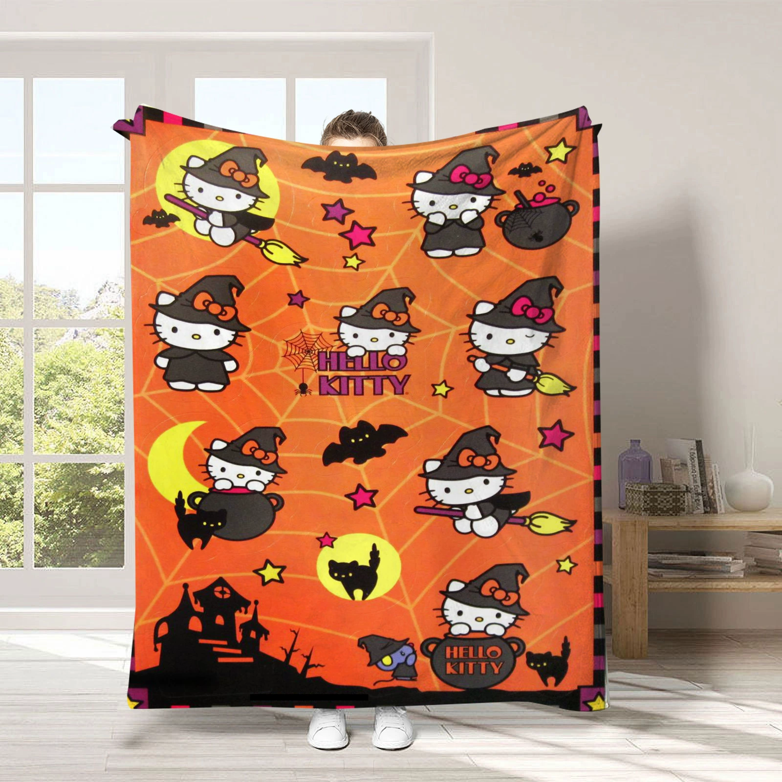 Hello kitty, детское одеяло для сна, диван для сна, хэллоуин, увеличенная толщина, (跨境贸易)