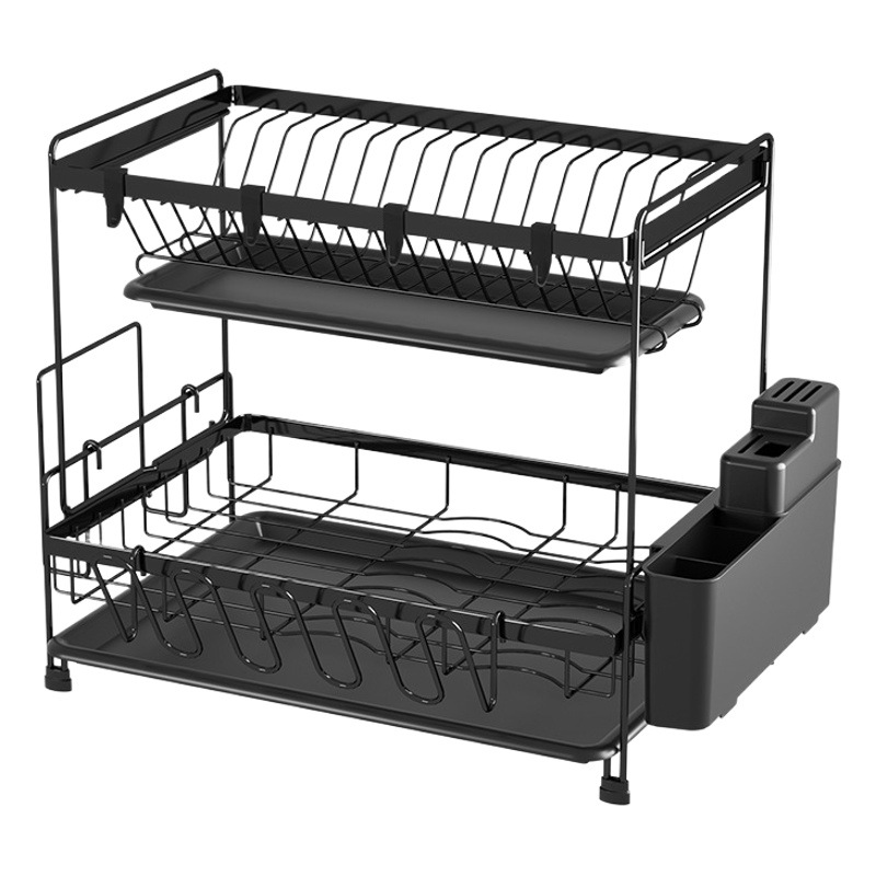 Estante de la cocina de doble capa de drenaje plato estante palillos cuchillo y tenedor vajilla drenaje rack de almacenamiento al por mayor Amazon