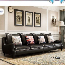 美式真皮沙发北欧小户型客厅皮布两用整装轻奢简欧直排组合沙发