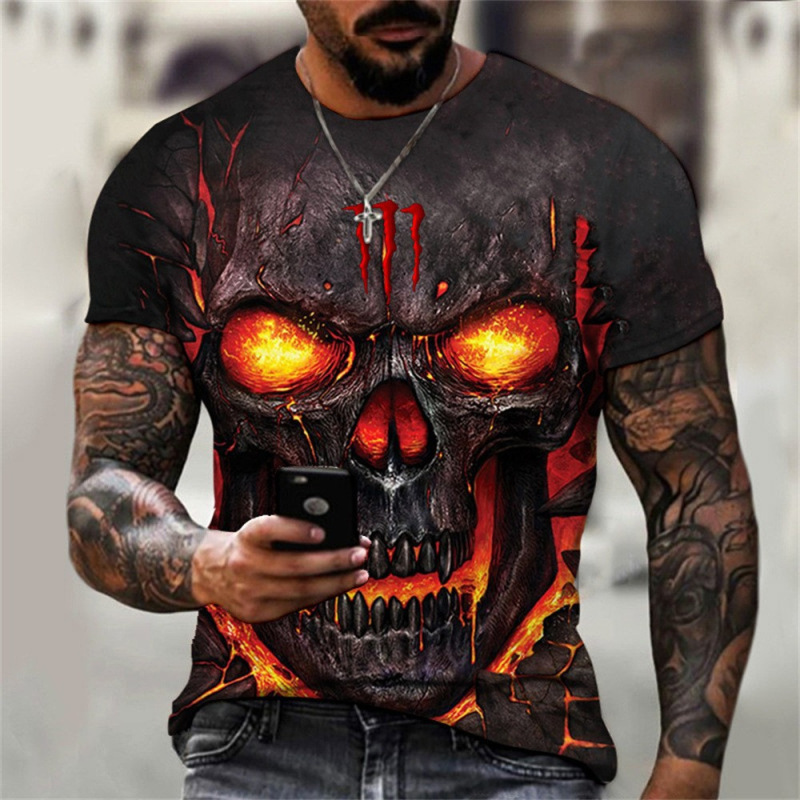 メンズ3Dデジタルゴールデン元記号パターンラウンドネックと半袖tシャツ、夏カジュアルファッションファッション|undefined