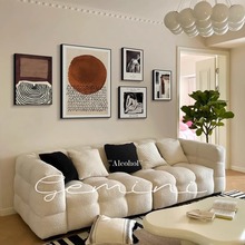 复古美式沙发背景墙挂画抽象艺术照片墙壁画小众高级感客厅组合画