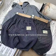 25春秋韩国女童装灯笼裤儿童长裤外穿洋气宝宝儿童格子裤男童
