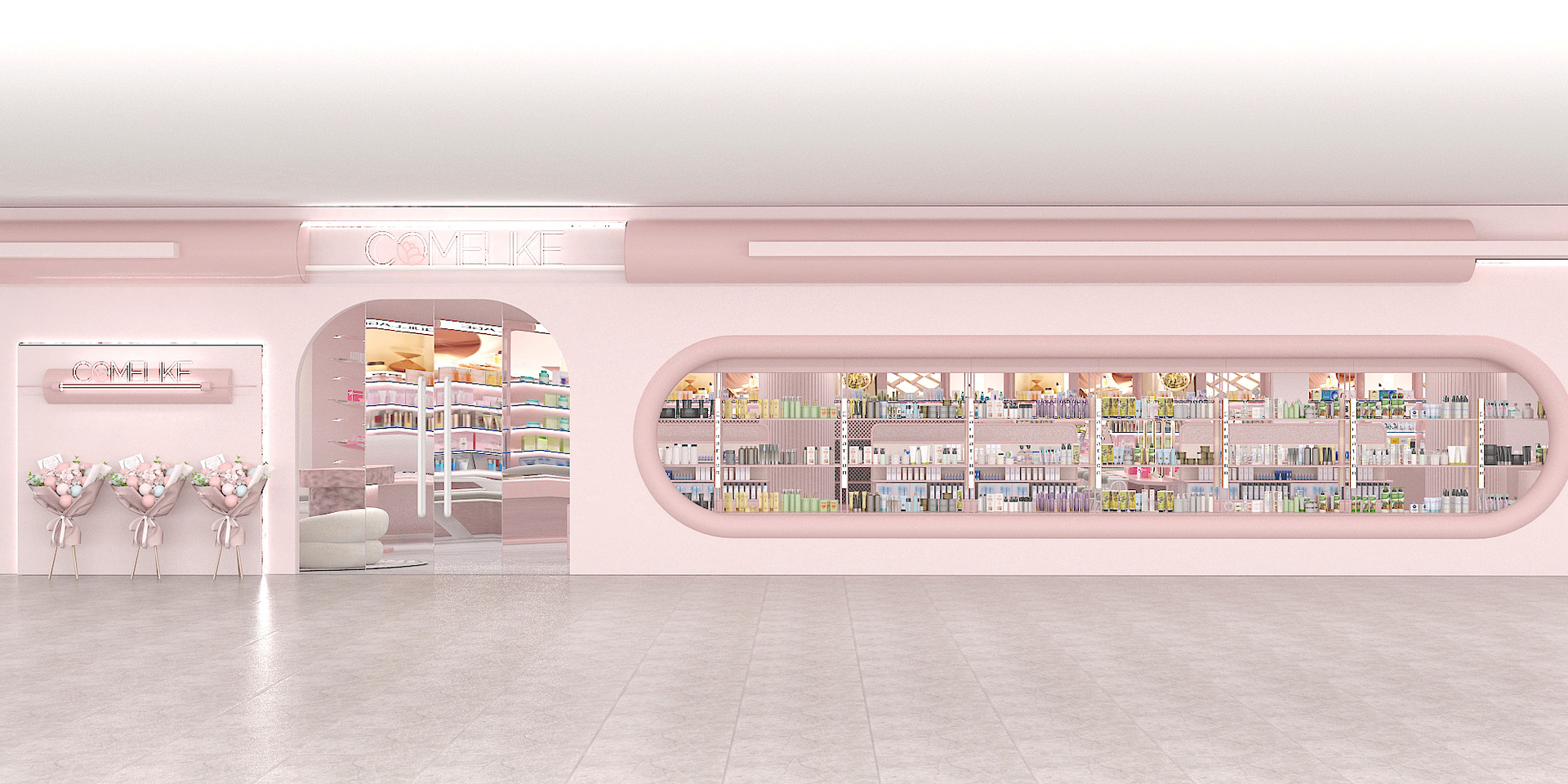 整店输出 化妆品 货架展示柜007