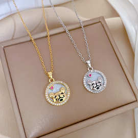 滴油板材小熊结【钛钢】轻奢气质华丽时尚项链女百搭锁骨链钛钢链