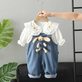 童装洋气女童秋季背带裤套装韩版女宝宝两岁1-3岁婴儿春秋装6个月