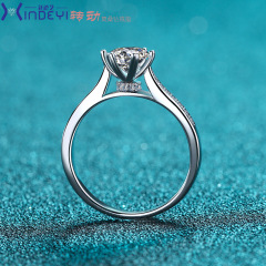 Xdy925純銀の指輪の女性の赤い本の金は代理で六爪のドリルリングの1カラットの莫桑石を回転します。