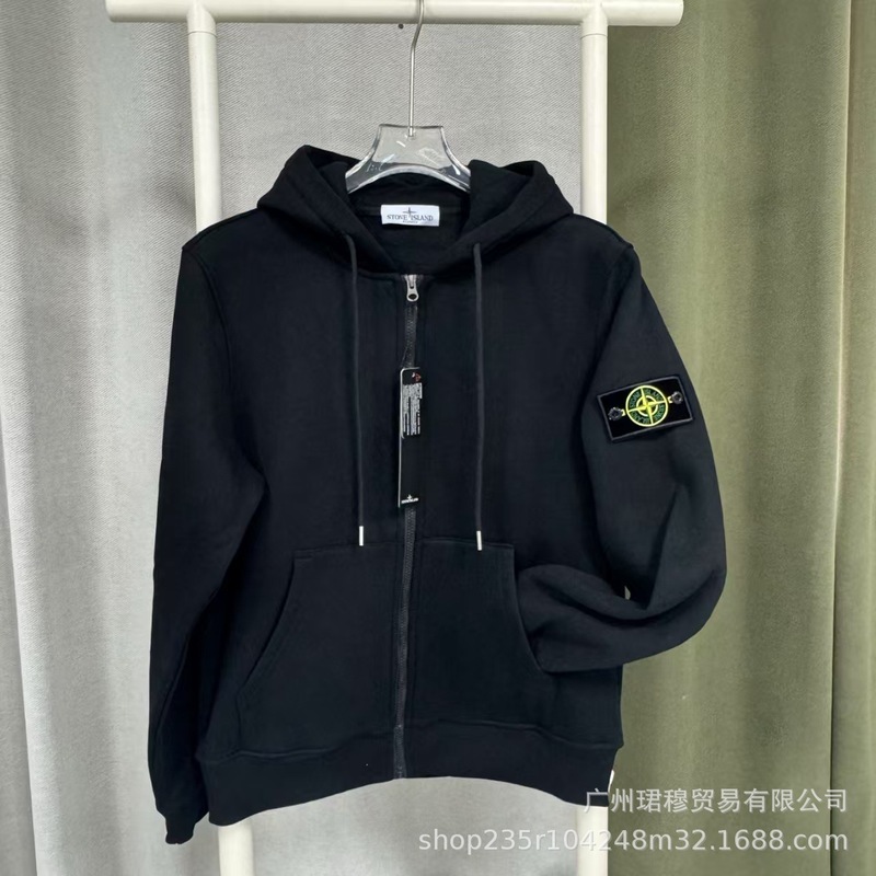 跨境外贸秋冬Stone石头纯色拉链连帽卫衣情侣款多色帽衫卫衣外套|undefined