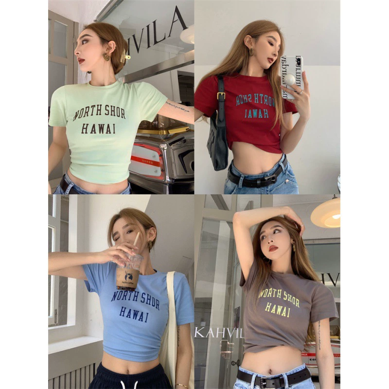 Универсальная короткая футболка с буквенным принтом в стиле ретро для похудения