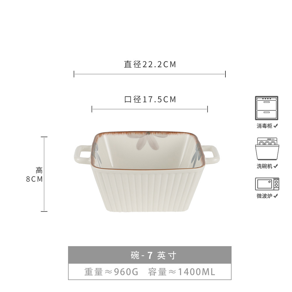 Tazones de orejas creativos de alto valor, una gran colección de vajillas prácticas, tazones de cerámica, tazones de sopa para el hogar que no están calientes, tazones de fideos retro
