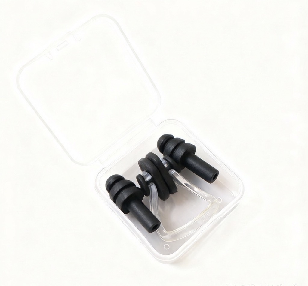 Earplugs, nose clip, black set