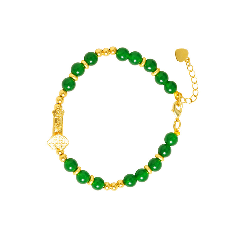 Vietnam oro de arena retro imitación pulsera de jade con cuentas Ruyi no se desvanece durante mucho tiempo estilo chino lujo joyería Yiwu al por mayor