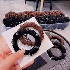 韩版冰丝面膜重工水晶质感舒适发圈头绳百搭丸子头高马尾皮筋发饰
