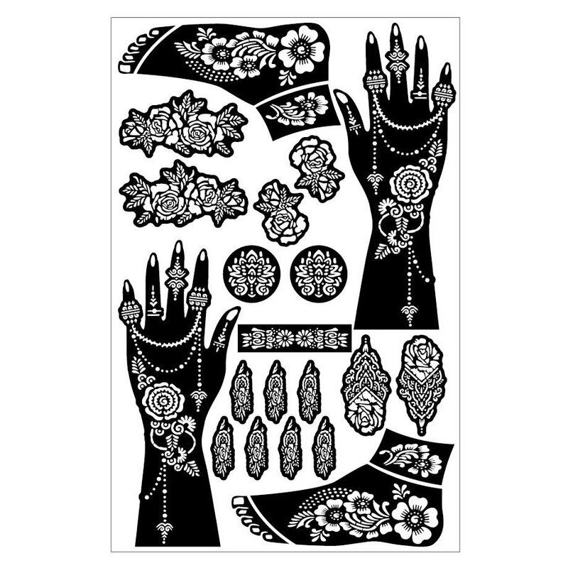 Temporary Stickers Body Painting Hands, Feet, Legs and Arms Airbrush Tattoo Templates Nail Art Tattoo Cut Out Templates