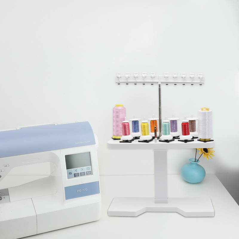 Sewing DIY Storage Rack with 10 Holes, Plastic Base, Universal Adjustable Embroidery Thread Toy Jewelry Rack Needlework