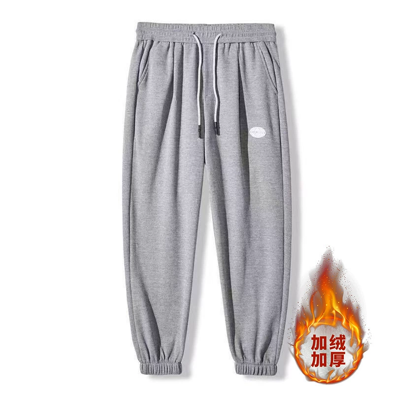 Гонконгский стиль модные свободные брюки для брюк мужской осенью и зимой плюшевые толстые, теплые простые повседневные вафельные брюки большого размера
