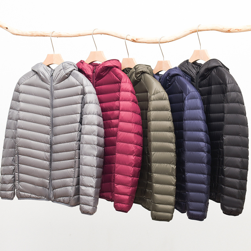 Anti-season clearance 2024 new lightweight down jacket men's hooded stand collar short plus size coat lightweight thin tide