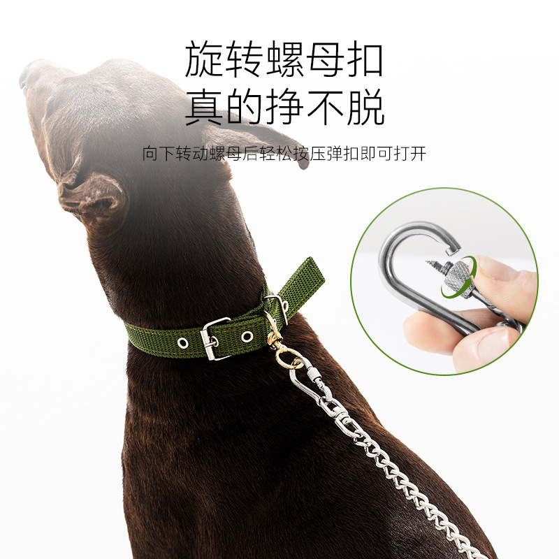 Cuerda de tracción de cadena de perro de acero inoxidable, collar, cadena de hierro, anti-mordedura, larga y antioxidante, cadena de perro, cuerda de tracción de salida de perro