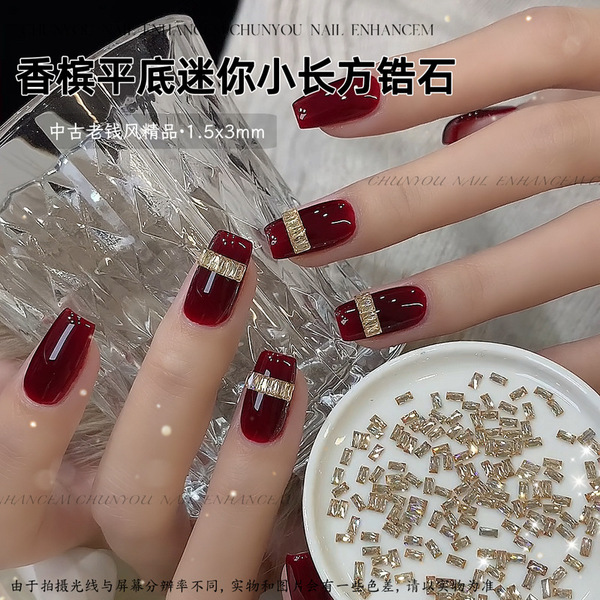 Rectangular small nail decoration with zircon for manicure