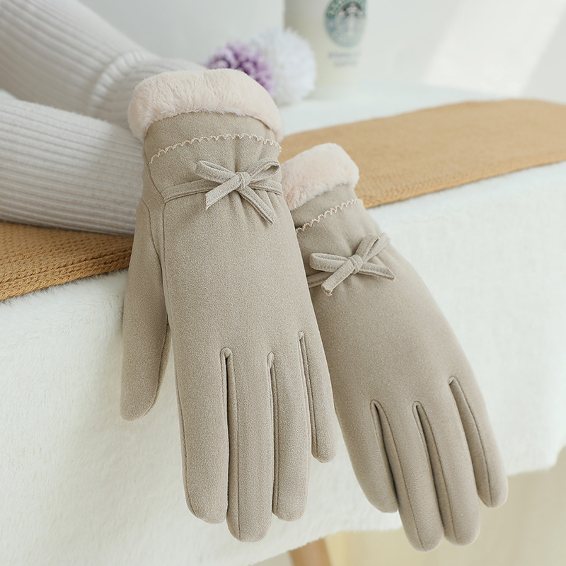 Guantes térmicos para mujer con forro polar para montar y conducir engrosados ciclismo a prueba de viento al aire libre de terciopelo a prueba de frío Otoño e Invierno guantes