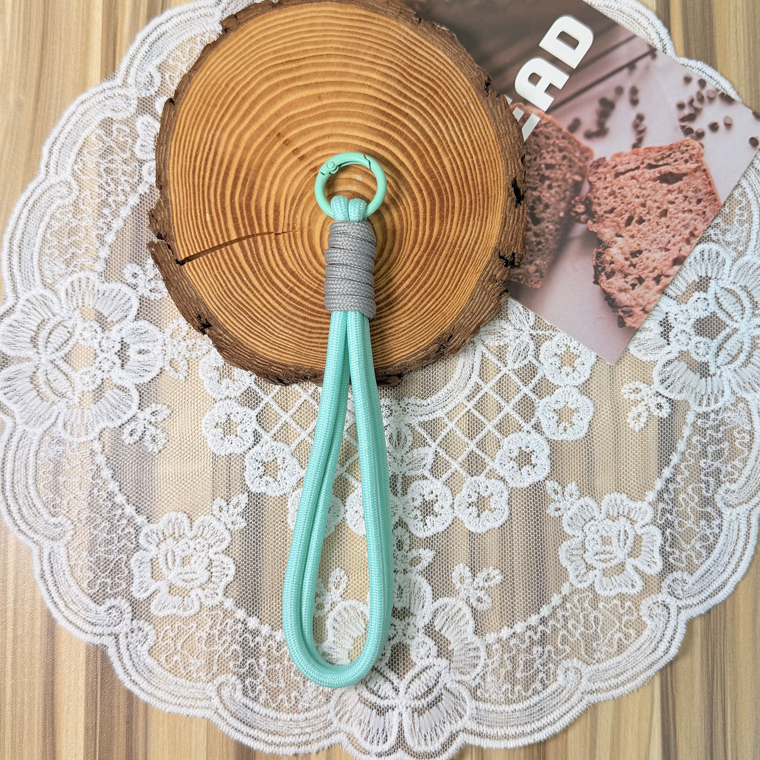 Doble capa de nylon trenzado accesorios llavero bolso colgante de montaña fichaje de peluche muñeca cadena de teléfono móvil colgante con