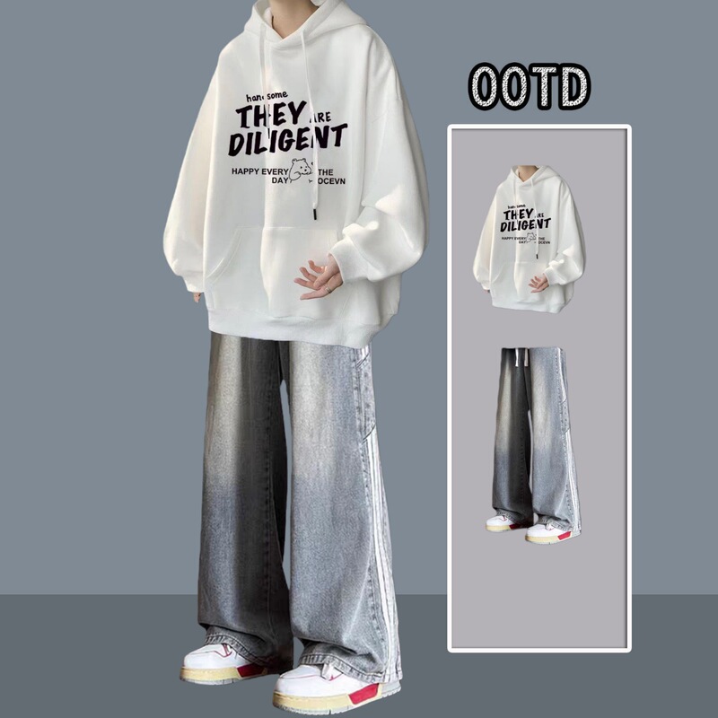 Heavyweight Hooded Sweatshirt for Men, Autumn and Winter, American Style, Fleece-Lined, Thickened, Hooded Jacket for Teenagers, Warm for Boys Heavyweight Hooded Sweatshirt for Men, Autumn and Winter, American Style, Fleece-Lined, Thickened, Hooded Jacket for Teenagers, Warm for Boys