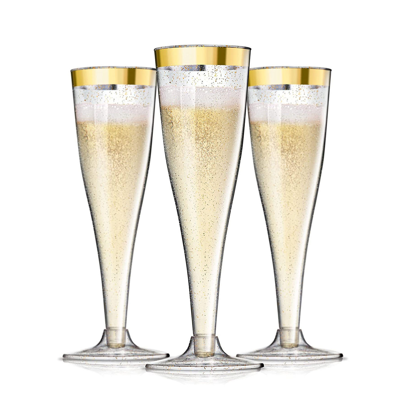 Copa de champán de plástico dorada, copa de cóctel desechable, copa transparente para vino tinto, copa para soda y martini